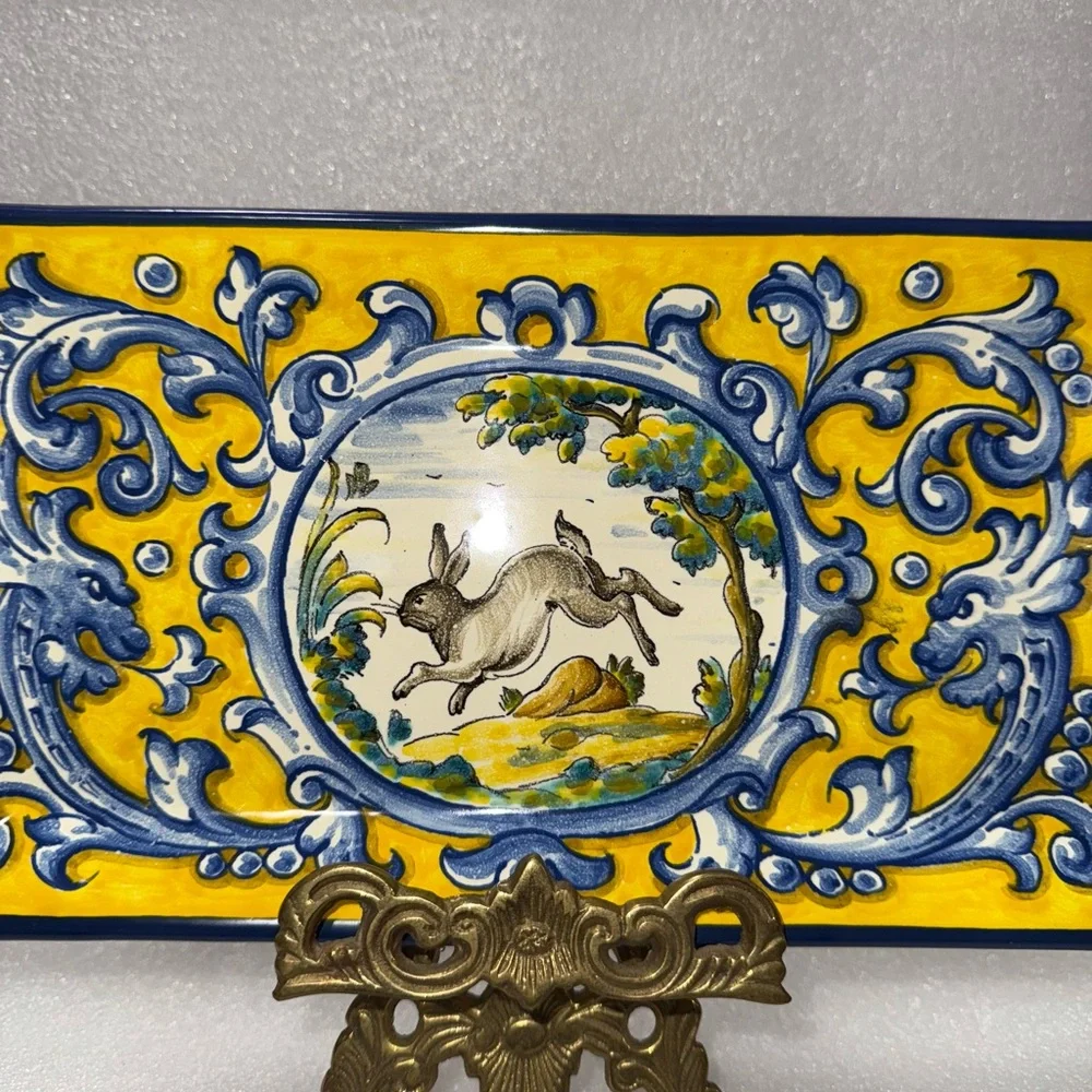 Vintage Mexican TALAVERA San Andrés Hand Painted Tray - Picture 4 of 5